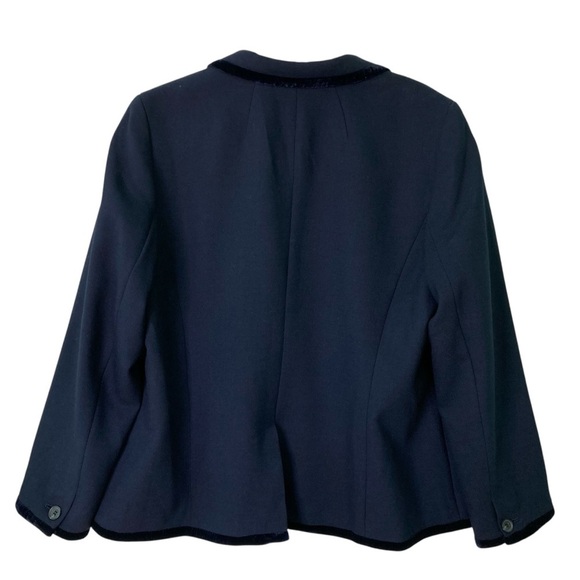 RSVP by Talbots Velvet Trimmed Wool Blend One Button Navy Blazer (Size 16P) - Picture 3 of 13